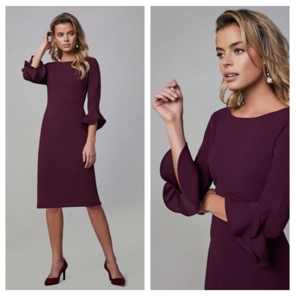 KARL LAGERFELD Tulip Sleeve Burgundy Dress Size 6